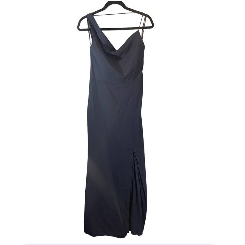 After Six One-Shoulder Draped Cowl-Neck Maxi Dress